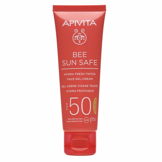 APIVITA ΑΝΤΗΛΙΑΚΟ BEE SUN SAFE HYDRA FRESH ΕΝΥΔΑΤΙΚΗ ΚΡΕΜΑ-GEL ΠΡΟΣΩΠΟΥ ΜΕ ΧΡΩΜΑ SPF50 50ML